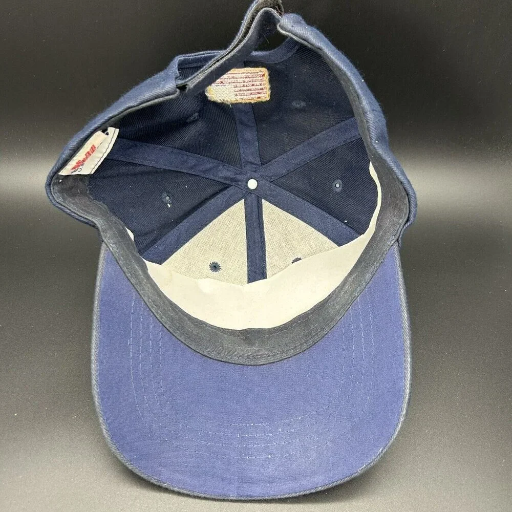 US Wings Pilot Shop Advertising Hat Cap Navy Blue Military Adjustable USA Flag